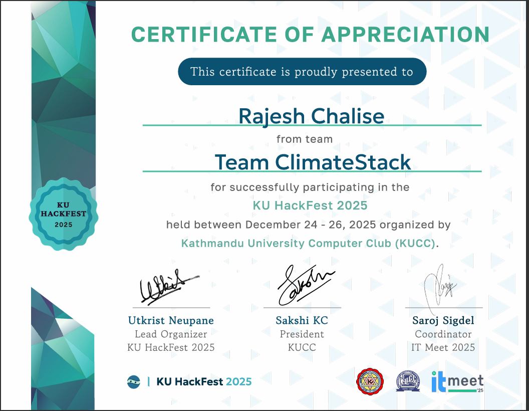 Hackathon Participation Certificate