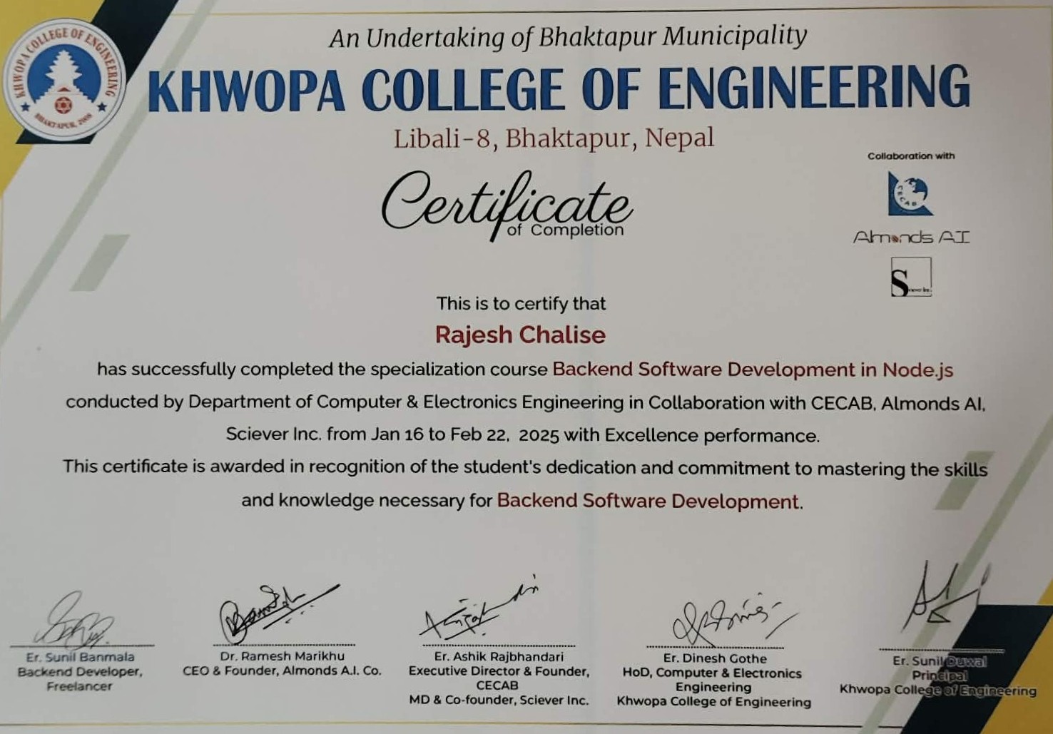 Backend Development Certificate